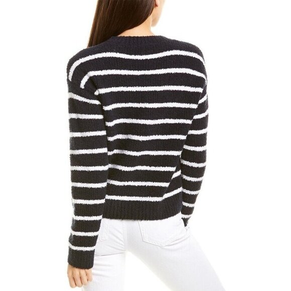 Vince Womens Striped Waffle Stitch Blue White Stripe Sweater Pullover Size Large - Picture 8 of 9